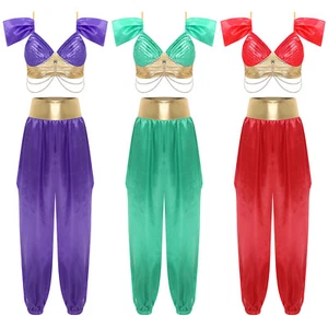 Damen Kostüm Tanzen Bauchtanz Ausgefallen Arabische Prinzessin Kette Hose Set - Bild 1 von 33