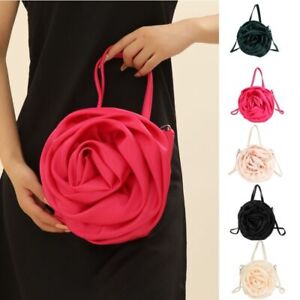 Pleated Flower Rose Handbags Large Capacity Evening Purse  Ladies