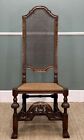 Carolean-style Walnut High-back Chair, 17th C. design, Cane Seat, Mid 19th C