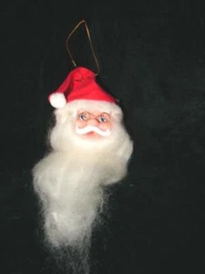 Ornamento testa di Babbo Natale vintage fatto a mano design originale unico - Foto 1 di 2