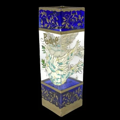 Candelabro votivo de vitral de paloma de la paz Joan Baker Designs Tiffany 2003 Foto 1 de 4