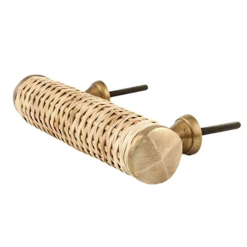 Set of 2 Natural Small Round Rattan Cabinet Handles Cover