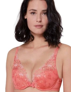 Simone Perele Wish Plunge Push-Up Bra 12B347 Lightly Padded Luxury Bras Coral