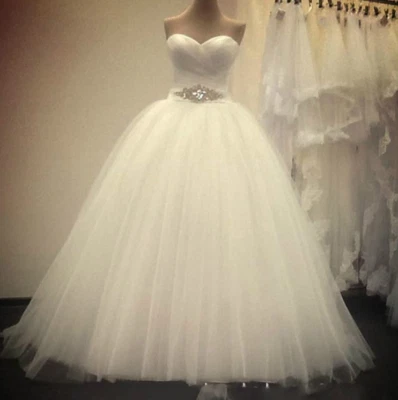 Princess Sweetheart Wedding Dresses with Beaded White Ivory A Line Bridal Gowns - Image 1 of 4