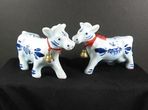 COW AZUL MOLINO DE VIENTO FLORAL Vintage Sal Pimienta Coctelera Campana Cerámica Blanco - Imagen 1 de 14