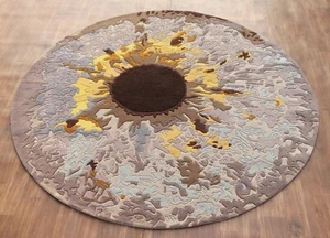 Embossed Restoration Multi Beige Universe Hole Handmade Soft Woolen Area Rug - Picture 1 of 9