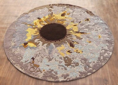 Embossed Restoration Multi Beige Universe Hole Handmade Soft Woolen Area Rug - Image 1 of 4