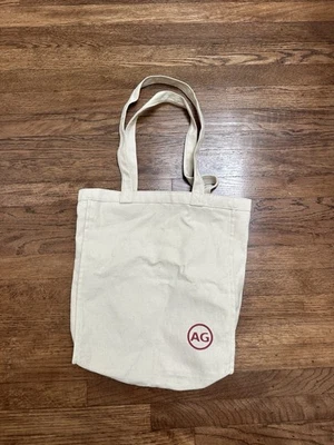 Bolso de Mano Adriano Goldschmied Marfil Lona Con Borgoña AG Jeans Logo Raro Foto 1 de 2