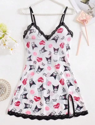 Vestido sin Mangas Sanrio Hello Kitty Kuromi Camisón Kawaii Camisón Lencería Talla S Foto 1 de 4