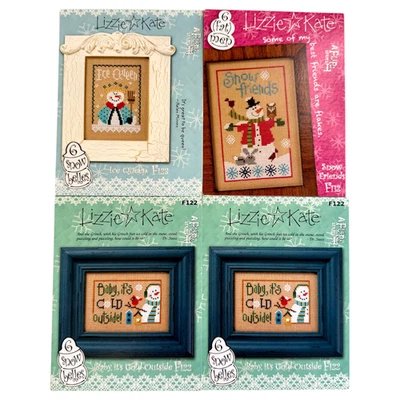 Lizzie Kate Cross Stitch Charts Lot of 4 F112 F122 F123 Snow Belles Fat Men New - Image 1 of 4