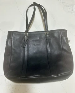 Coach Leatherware 1941 Black Leather Top Handle Zipper Closure Tote Shoulder Bag - Picture 1 of 19