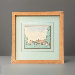 Antique Woodblock Print, Cottage, C1920 - Picture 1 of 6