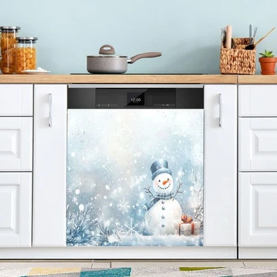 Winter Snowman Dishwasher Stickers Magnetic Cover Christmas Snowflake White S... - Image 1 of 4
