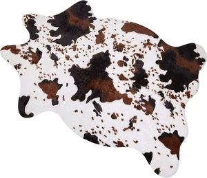 Cowhide Rug Cute Cow Print Rugs Western Decor for Living Room Bedroom Faux An... - Picture 1 of 6