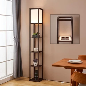 Dimmbare LED Stehlampe mit Ablagen - Moderne Stehlampe mit Fußschalter,... - Bild 1 von 7