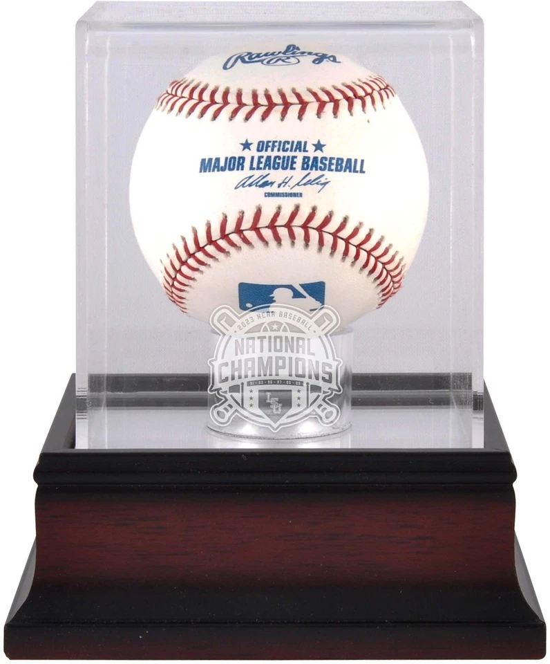 LSU Tigers 2023 College World Series Mahogany Baseball Logo Display Case - Image 1 of 1