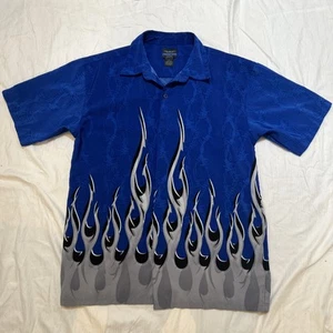 Boys Extreme Gear Youth Blue Black Gray Flame Vintage Shirt So XL 18/20 - Picture 1 of 9