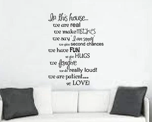 In this house- we are real, we forgive, have fun etc. vinyl wall saying decal - Picture 1 of 2