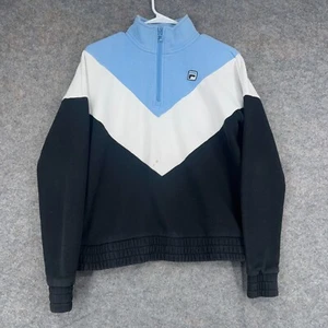 FILA Jacket Womens Small Black Blue Quarter Zip Up Pullover Golf Tennis Retro - Picture 1 of 12