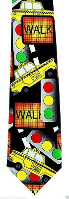 Corbata de cuello para hombre para taxis señal de tráfico calle novedad corbata negra Foto 1 de 2