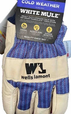 NUEVO CON ETIQUETAS Wells Lamont Blanco Mula Clima Frío L Guantes Aislados 5127L 5127 Thinsulat Foto 1 de 4