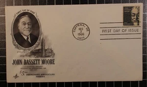 Scott 1295 - $5.00 John Bassett Moore - Artcraft FDC - Erased Addressed SCV $40 - Picture 1 of 1