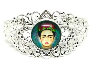 Frida Kahlo Mexican Painter Filigree Silver Adjustable Bangle Bracelet Free Ship - Picture 1 of 3