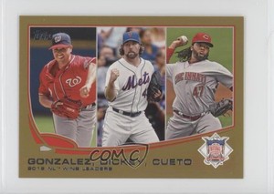 2013 Mini Gold /62 Gio Gonzalez RA Dickey Johnny Cueto 2012 NL Wins Leaders ( )