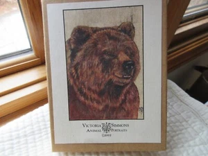 VICTORIA SIMMONS 2002 GRIZZLY BEAR GREETING CARDS IN BOX X8 W/ENVELOPES PORTRAIT - Picture 1 of 6