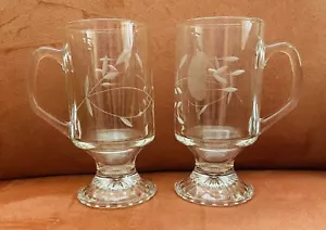 Set of 2 Princess House Heritage Pattern Irish Coffee Mugs Tempered France - Picture 1 of 4