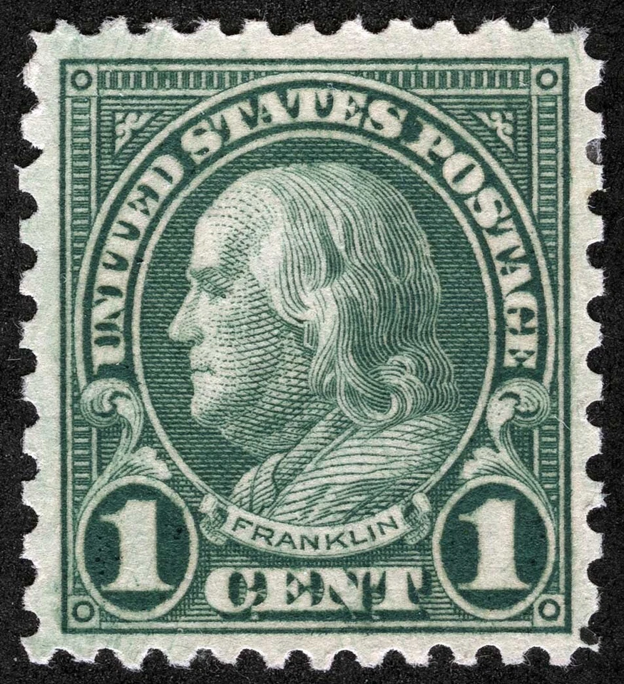 US Sc 578 Green 1¢ p.11x10 Rotary Coil Waste Original Gum Light Hinge Centered - Image 1 of 1