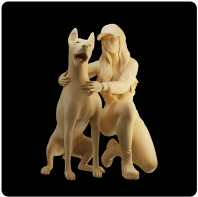 1/64 X-694 Woman Walking Bulldog Miniature Model Scene Prop Car Vehicle Toy - Image 1 of 3