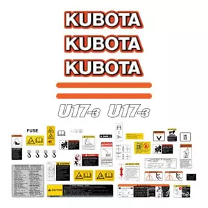 Kubota U17 Decals Stickers U17-3 Decals, Repro Mini Excavator Sticker kit - Picture 1 of 6