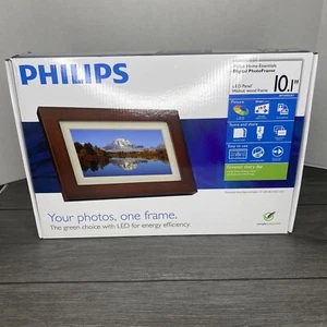 Philips 10.1" LED Walnut Wood Picture Frame Wall Digital Photo Panel SPF3403/G7 - Picture 1 of 9