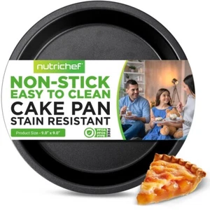 Nutrichef Non-Stick Round Cake Pan-Deluxe Nonstick Gray Coating Inside & Outside - Picture 1 of 6