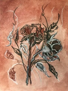 Original Ink Drawing "Sepia Roses" Artwork 11"x14" Signed, US 2020 lori clark - Picture 1 of 7