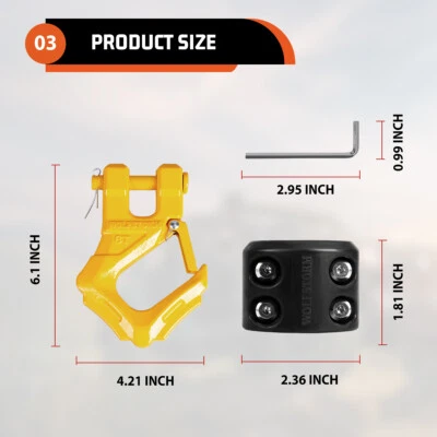 8T Winch Hook + Rubber Stopper for Synthetic Winch Rope Off Road UTV ATV Replace - Изображение 1 из 4