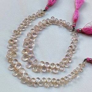 Natural Morganite Gems 6x4 to 11x8mm Size Faceted Pear Briolette Beads 9" Strand - Picture 1 of 7