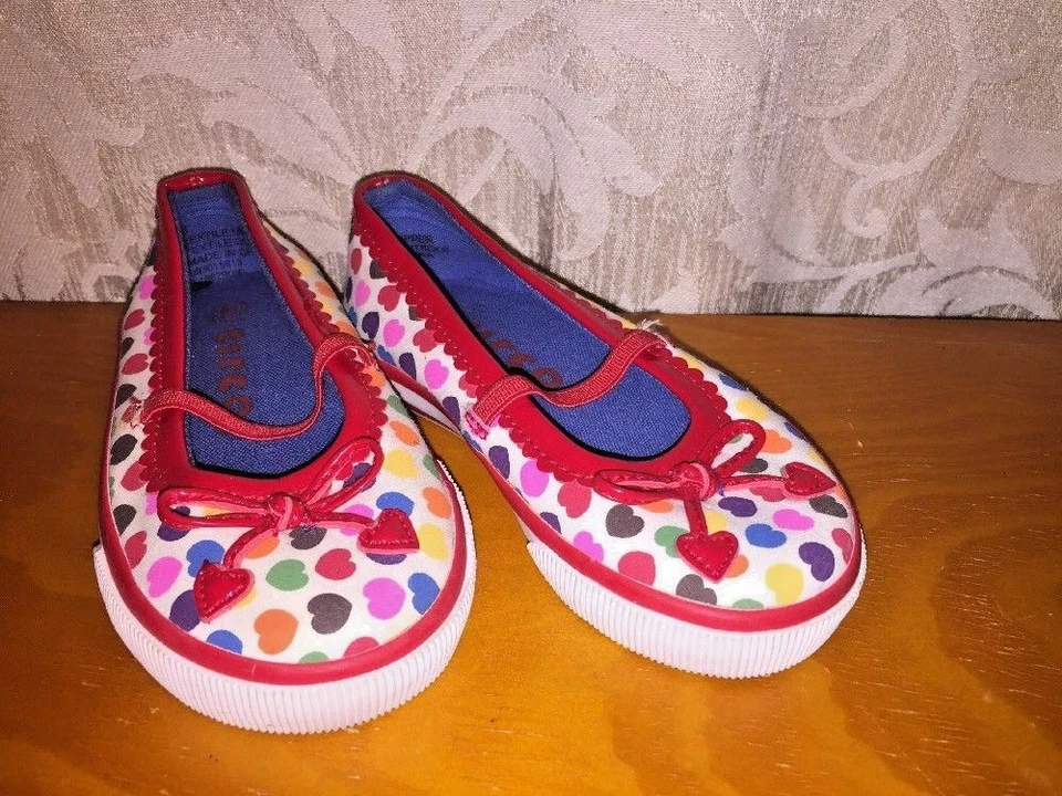 CIRCO Polka Dot RAINBOW HEARTS Ballet Flats Mary Janes Girls Toddlers Shoes Sz 6 - Image 1 of 4