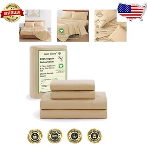 Luxury California King Bedding Set - 4-Piece Organic Cotton, Breathable Comfort - Picture 1 of 11