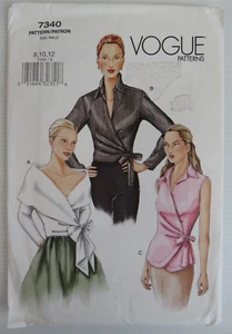 Vogue Patterns 7340 Sizes 8-10-12 WRAP TOP W/ NECKLINE & SLEEVE VARIATIONS UNCUT - Picture 1 of 3