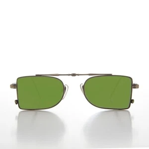 Gunmetal Futuristic Pilot Style Vintage 90s Sunglass Green Lens - Delvin - Picture 1 of 3