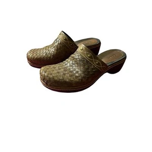 Ecco Woven Clogs Pantoletten Blockabsatz braun Damen Größe EU 40 US 9 / 9,5 - Bild 1 von 10