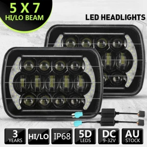Pair LED for Hilux Headlights 5x7" 7x6" Inch Head Lamps HI/LO/DRL With Adapters - Picture 1 of 12