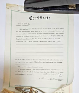1952 Court Document Divorce Mason City, Iowa 10 Pages FINAL Antique - Picture 1 of 2