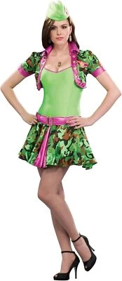 Military Miss Army Brat Soldier Green Fancy Dress Halloween Sexy Adult Costume - Image 1 of 2