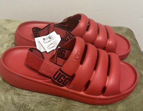 UGG Sport Uomo Yeah Slide Samba Rosso Taglia 12 Nuovo senza scatola