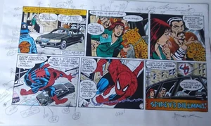 MARVEL SPIDER-MAN ORIGINAL NEWPAPER COMIC PRODUCTION ART COA STAN LEE COA - Picture 1 of 1