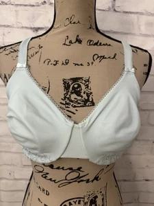 Olga Bra Size 36D Luxury Lift Underwire Style 35063 Unlined Blue Lace - Picture 1 of 7