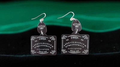 HOT TOPIC BLACK OUIJA BOARD DANGLE EARRINGS NWOT - Image 1 of 4